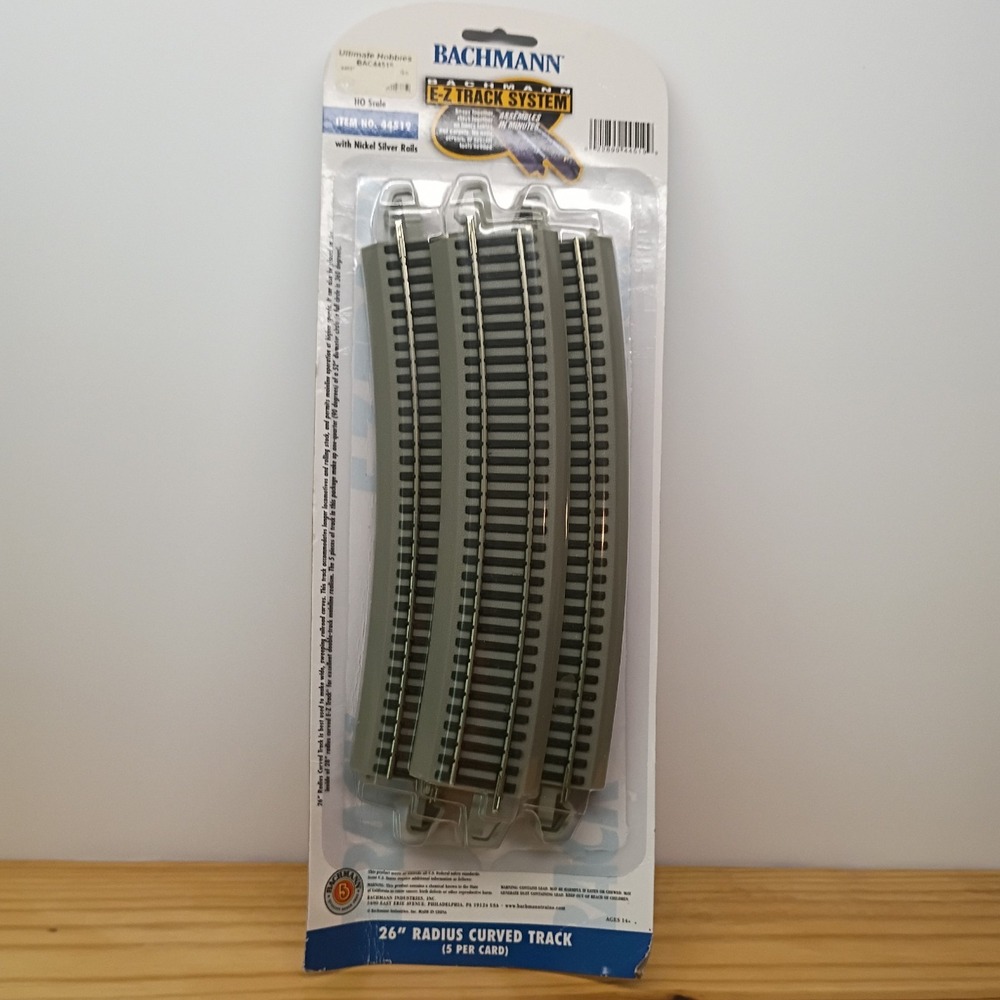 New 5 Piece Bachmann 44519 HO Nickel Silver Grey EZ 26" Radius Curved Track
